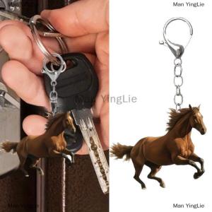 [COD] Man YingLie 2D Acrylic Horses Keychain Key Ring Decoration Animal Backpack Pendant Birthday Party Accessories