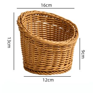 JUSTODO Hardness Rattan Wicker Woven Serving Baskets Handwoven Household Bread Fruit Vegetables Basket High Quality Multistyles Drain Chopstick Fork Spoon Holder Restaurant Serving Tabletop Display