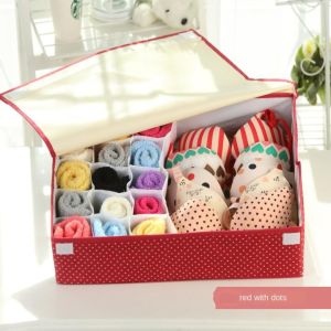 Fashion Green Life COD  Bamboo Charcoal Oxford Cloth 13 Grid Girls Socks Tie Bra Panties Underwear Storage  Storage Box