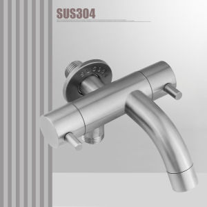 SHUISHA SUS 304 Stainless Steel Toilet Bidet Dual Use Valve Double Outlet Two Way 2 Handle Control Tap Faucet Multifunctional