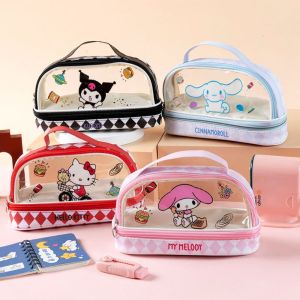 GONUUWGL Cinnamoroll Kitty Cat Pen Case Transparent Melody Makeup Lipstick Bag Organization Waterproof Stationery Storage Holder Students