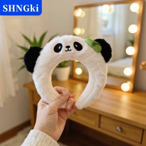 SHNGki Dễ Thương Phim Hoạt Hình Gấu Trúc Sang Trọng Headband Cho Phụ Nữ Của Rửa Mặt Vui Chơi Giải Trí Công Viên Vui Nhộn Và Sáng Tạo Headband Cho Zoo Tóc Phụ Kiện