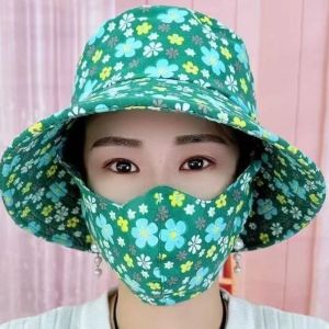 Korean version of the sun mask hat summer female sun visor cover face UV sun hat tea-picking hat