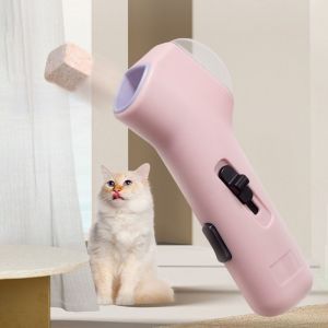 OUTOPEN Transparent Window Pet Treat Launcher Plastic Handheld Interactive Pet Feeder Universal Press Trigger Pet Feeding Device For Cats Dogs