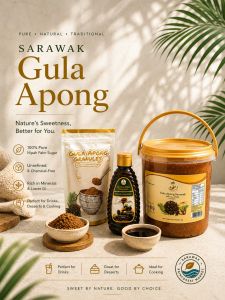 [HALAL] 3 in 1 Sarawak Gula Apong Bundle 100% Palm Sugar for Coffee Dessert & Cooking (Syrup Granule & 1kg Paste)