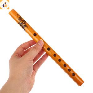 EOY 1Pc Chinese Traditional 6 Holes Bamboo Flute Vertical Flute Clarinet Student Musical Instrument Wooden Color Flute For Beginner