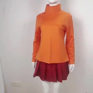 Movie Scooby Doo Velma Dinkley Role Play Halloween Christmas Party Set Wig㏇X0413