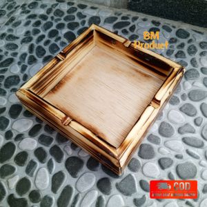 Asbak Murah Antik Asbak Kayu Jati 1 pcs Asbak Unik Aesthetic Motif Bakar