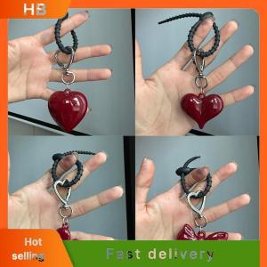 HB Exquisite Temperament Red Heart Bow Charms Keychain Versatile Phone Pendant Fashion Backpack Hanging Ornament Accessories Gifts