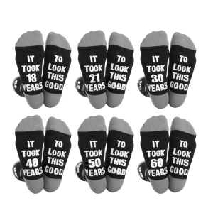 Adults Comfortable Cotton Crew Socks With Jacquard Age Numbers Funny Hosiery For Daily Wear Birthday Parties Gift Ideas