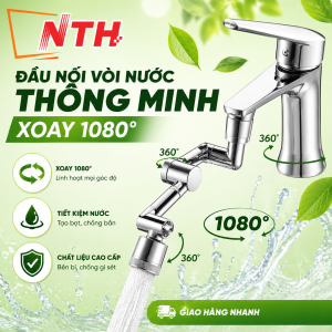 Đầu nối vòi nước thông minh xoay 1080 độ -Vòi nước lắp chậu rửa bát chén cao cấp với 2 chế độ nước