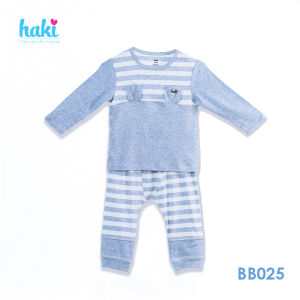 Bộ quần áo dài tay cài vai tai thỏ cho bé sơ sinh tới 3 tuổi set sơ sinh vải tre cao cấp xuất khẩu Canada siêu mềm mịn HAKI BB025 (4-15kg) quần áo bé trai bé gái sợi tre xịn đồ bộ cho bé