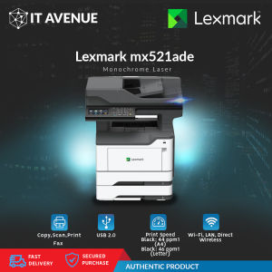 Lexmark MX521de Monochrome All-in One Laser Printer Scan Copy Network Ready Duplex Printing and Professional Features Print Speed 46 ppm Grey 4.3 inch Touchscreen (36S0800)