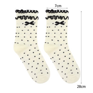 【♡Lovely girls house♡】White Socks Women Medium Tube Socks Cute Japanese Jk Socks Bowknot Thin Women Stockings