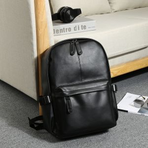 MOYYI Leather 16" Laptop Backpacks For Men Waterproof Large Capacity Travelling Backpack Man Notebook Bag For Commuter Work Office