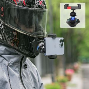 Magnetic Motorcycle Helmet Chin Strap Mount with Phone Holder Elastic Strap Helmet Chin Mount for iPhone 17 16 15 14 13 Pro Max and More Smartphones