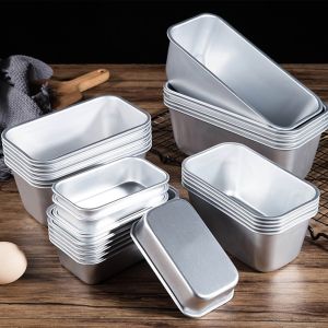 Khuôn Nhôm Làm Ổ Bánh Mì Chảo Hình Chữ Nhật Làm Bánh Khuôn Bánh Mì Hợp Kim Nhôm A01-A02-A03-A04-A05 Hộp Phô Mai Uốn Nâu Bánh Ngọt Trang Trí dụng Cụ Tiện Ích