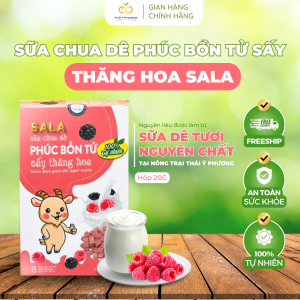 Sữa Chua Dê Phúc Bồn Tử Sấy Thăng Hoa SALA Nguồn Sữa Nguyên Chất Tại Trang Trại Sạch Thơm Ngon Bổ Dưỡng Hộp 20g