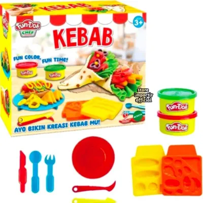 Mainan Edukasi Lilin Fun Doh Kebab Set Cetakan 28205 Murah | Mainan Anak Plastisin Set Cetakan Terbaru Kebab | Mainan Dough Lilin Edukasi Anak Fun Doh Set Cetakan Kemasan Kardus Mainan Edukasi Untuk Anak