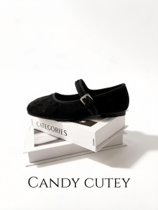 CandyCutey Giày Mary Jane phong cách Hàn da lộn mềm mại đệm lót êm chân mang thoải mái cả ngày kiểu đơn giản dễ thương
