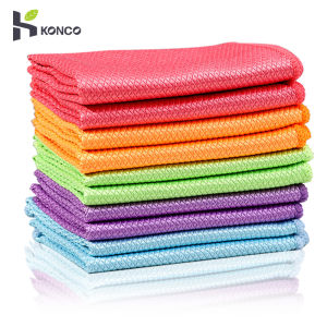 Konco 5 Pieces Kitchen Towel Dish Cloth Absorb Glass Microfiber Cloth thickening Cleaning Wipes dish Towels Window Car Towel Kitchen Rag Fish scale rag Kitchen Accessories