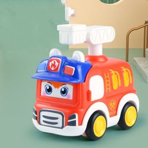 DENLUN รถตำรวจรถ Press and Go Car Toy รถดับเพลิงดับเพลิง ยานพาหนะยานพาหนะยานพาหนะ รถผลักแล้วไป อินเตอร์แอคทีฟ ดึงกลับได้ ของเล่นรถไขลาน เด็ก/เด็ก