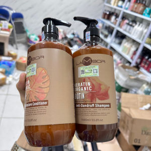 Dầu Gội Xả LAMBOR KERATIN Sạch Gàu Kiềm Dầu Chống Gãy Rụng Phục Hồi Nang Tóc Siêu Mượt 1000ml * 2