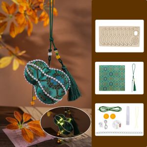 NovaWear mid autumn lantern diy 中秋节灯笼 DIY Material Package Gourd Pendant Pearl Lantern Handmade Chinese Style Mid-Autumn Lantern Ancient Style Traditional Craft Rabbit Tassel Lamp Hanfu Decoration