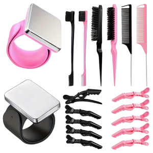18 Pcs Hair Styling Set Magnetic Wrist Pin Holder Braiding Comb Hair Clips Sectioning Hair Clip Hair Accessories Set