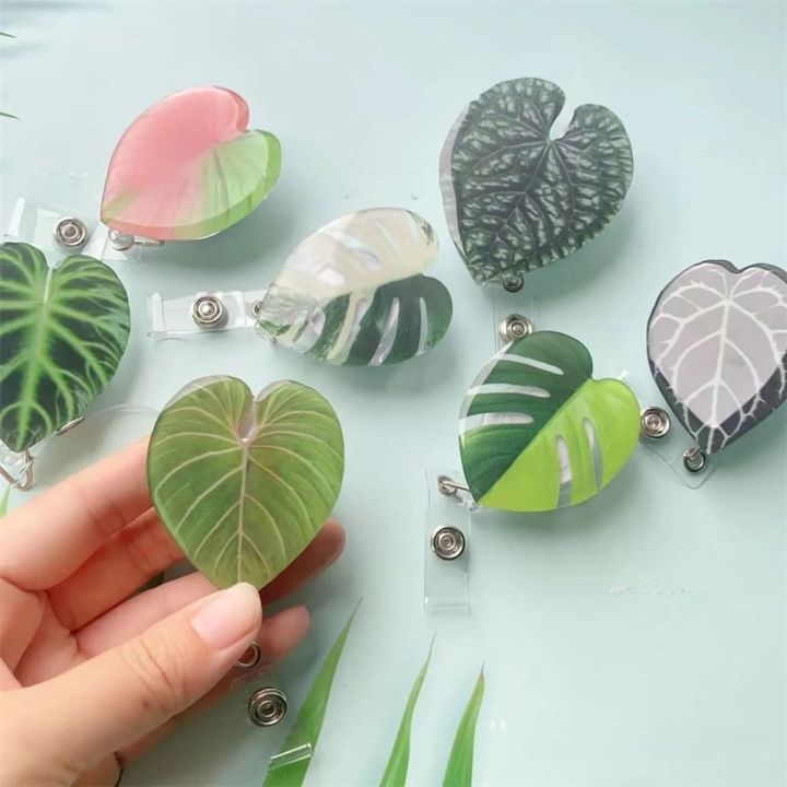 ERSIZE Inspirational Leaf ID Badge Reel Name Tag ID Card Clip ...