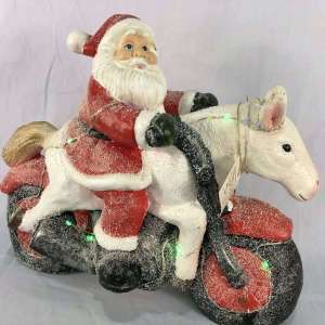 Christmas Santa Messenger on Horse Figurine Display w/Lights (Battery Operated) - Home Decor Collection Holidays Gift Ideas