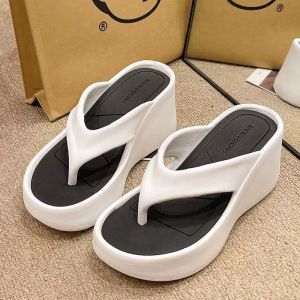 New Women Korean Fashion Comfort Flip Flops Slippers Sandals Breathable Peep Toe Thick Sole Wedge Sandals For Women On Sale