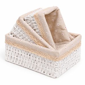 Giỏ Đựng Đồ Lót Vải Hoa Cúc ANKAN – Giỏ Đan Sợi Giấy Decor Bàn Trang Điểm Kệ Tủ Nhiều Kích Cỡ