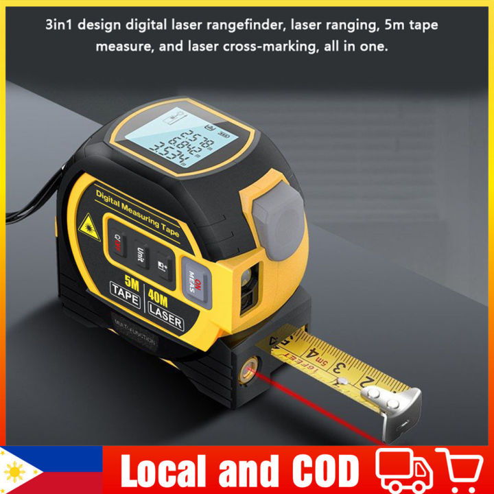 Extendable 5 Meter Ruler 3 in 1 Laser Rangefinder 5m Tape Measure Ruler 60m Laser Ranging ...