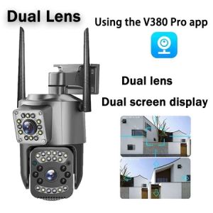 V380 Pro Three Lens CCTV Camera Outdoor 12MP 10X PZT No Wifi Needed Waterproof Night Vision Security