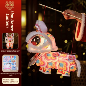 TCBSC8183 DIY Lantern Kit Year Lion Dance Lantern Lion Dance Pattern Traditional Chinese Style Ancient Year Lantern Handheld Handmade Lantern Chinese Year