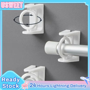 360° Rotatable Retractable Pole Fixator Strong Adhesive Hooks Home Supplies Shower Curtain Rod Bracket for Non-drilling