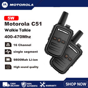 2Pcs Motorola C51 Walkie Talkie Portable 5W High-frequency Long Range 10KM Two Way Radio Walkie-Talkies UHF 16 Channels 9800mAh