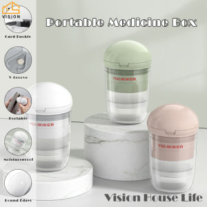 Vision Hộp Đựng Máy Xay Thuốc Hộp Đựng Thuốc Di Động Hộp Với Cốc Nước Viên Nhật Bản Hộp Đựng Thuốc Đa Năng Hộp Cắt Thuốc Viên Thuốc