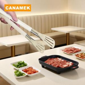 【CANAMEK】 Stainless Steel Food Tongs Kitchen Utensils Buffet Cooking Tool Anti Heat Bread Clip Pastry Clamp For Desserts Salads Barbecue
