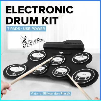 COD Toddi Electronic Digital Drum Kit 7 Pads Folding USB Power - G3002 / drum digital elektrik portable