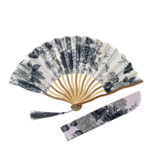 BLACKON Chinese Style Silk Folding Fan Classical Flower Handheld Fan Performance with Fan Cover Tassel Folding Fan Home Decoration