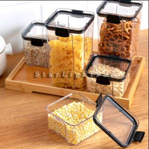 Toples Kotak Bening Toples Kedap Udara Putih Food Container - random 460ml