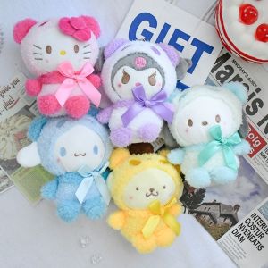 Sanrio ตุ๊กตาตุ๊กตาของเล่นพวงกุญแจ Hello Kitty Kuromi Cinnamon ตุ๊กตายัดไส้ของขวัญคริสต์มาสสำหรับเด็ก