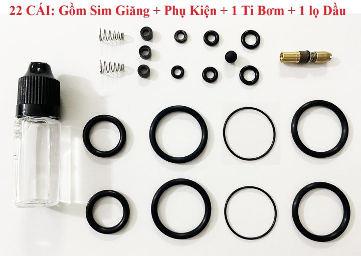 Ron, Gioăng, Doăng, Cho Bơm Cao Áp - 22 cái gồm vòng đệm cao su, phụ kiện + 1 ti bơm + 1 chai dầu bôi trơn pkb