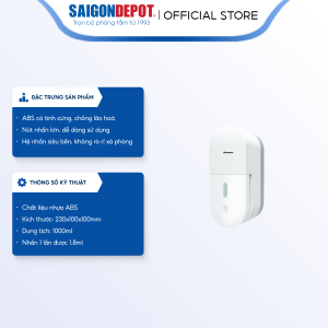 Hộp nhấn xà phòng-ATMOR-SaigonDepot DH-1000B-L - dung tích 1000ml chất liệu nhựa ABS đen phù hợp nhiều không gian thiết kế - bảo hành chính hãng 12 tháng