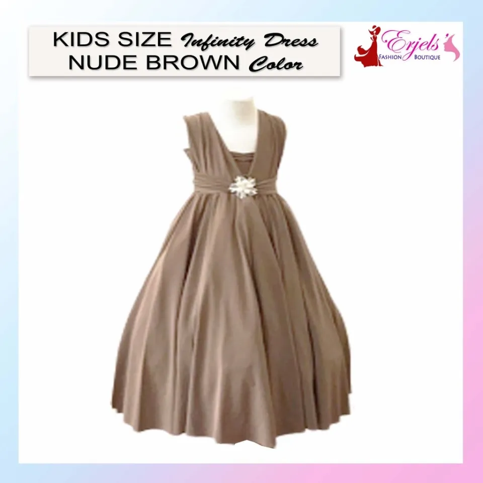 Nude Brown Infinity Dress for Kids With Size 1-12 years old Cotton Spandex