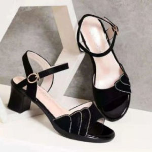 [Free Shipping] Womens Summer New Fashion Sandals with Skirt Mid-Heel Strap Sandals Chunky Heel Mom Shoes