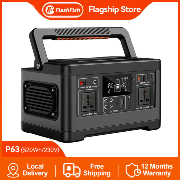 【COD】Flashfish P63 500W/520Wh Solar Generator 140400mAh Multi-Function ...