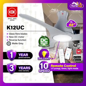 KDK K12UC Ceiling Fan with LED Lighting 48 Inch NODOKA Jr. New DC Motor 10-Speed App & Remote Control Matte Grey